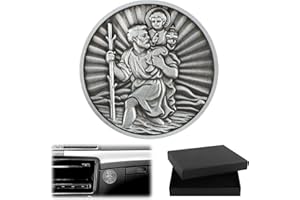 DXLing Médaille de Saint Christophe pour Voiture Ø 4cm avec Aimant et 4 Autocollants Adhésifs Double Face - Protecteur des Conducteurs - Ange Gardien Voiture Plaque Auto Saint Christophe