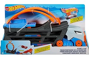 HOT WHEELS, Stunt N Go Transporter und Trackset, Spielzeug ab 4 Jahren, GCK38