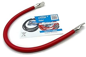eXODA cable de batería 70 mm² 50cm con terminales de cable M8 rojo de 99 por ciento cobre para coche barco moto hasta 11290 vatios - flexible y resistente para rendimiento estable