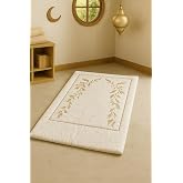 Bonny Home Sahra Krem Kadife Nakışlı Seccade, 120 x 70 cm, S&uuml;ngerli Yumuşak Namazlık