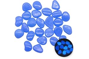 MOGADEE 300 pietre luminose, decorazione da giardino, per esterni, per acquario, vialetti, camerette dei bambini, ciottoli luminosi (blu scuro)