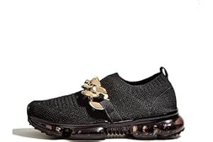 LUCKY STEP Damskie trampki w panterkę z cekinami i masywnymi poduszkami powietrznymi | hologram metaliczne cekiny PU sznurowane buty sportowe na co dzień, Czarny łańcuszek, 9