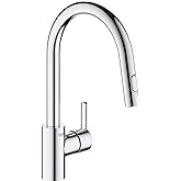 GROHE Feel Quickfix 31486001 Kitchen Faucet with Pull-Out Spout, C-Shape, Lower Water Consumption, Quick Install System, Chro