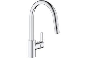GROHE Feel Quickfix, Grifo de cocina (caño alto extraíble, forma en C, menor consumo de agua, sistema de instalación rápida), cromo, 31486001