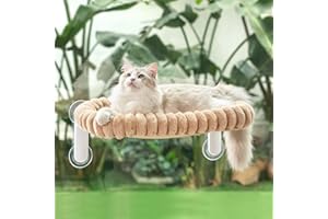 GUUSII HOME Hamaca Gato Ventana Plegable Cama con Ventosa Fuerte Gatos Grande Colgante Soporte Camita para Gatitos de Interior con Alfombra Reversible Cat Window Perch Bed 54 * 30cm (Camello Claro, M)