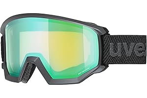 ‎UVEX uvex athletic FM - gogle narciarskie unisex - powiększony zakres widzenia bez efektu zaparowania - wentylacja ramki bez podwiewania powietrza - black matt/green-LGL - one size