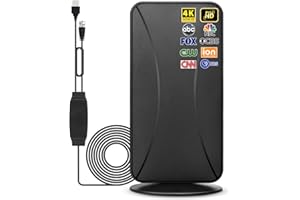 FDKENE TV Aerial, Indoor HD Digital TV Antenna 460 Miles Range Support 4K 1080P All TV, 360° Reception Freeview TV Aerial for Television Local Channels, with Amplified Signal Booster 10m Long Coaxial Cable