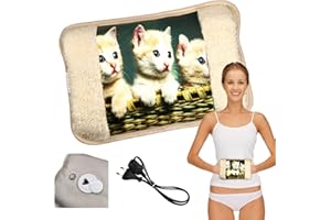 Powersell - Borsa Acqua Calda Elettrica | 500W Riscaldante con Tasche | Scaldamani, Scaldapiedi | Mantiene Calore fino a 5 Ore, Peluche, 3 MICI