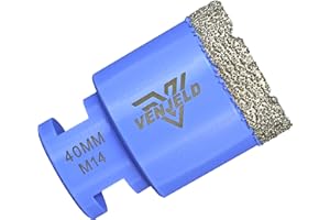 Foret Diamant Carrelage 40mm Scie Cloche avec Filetage M14 Perçage à Sec pour Céramique Porcelaine Carrelage Granit Marbre Pierre VENJELD