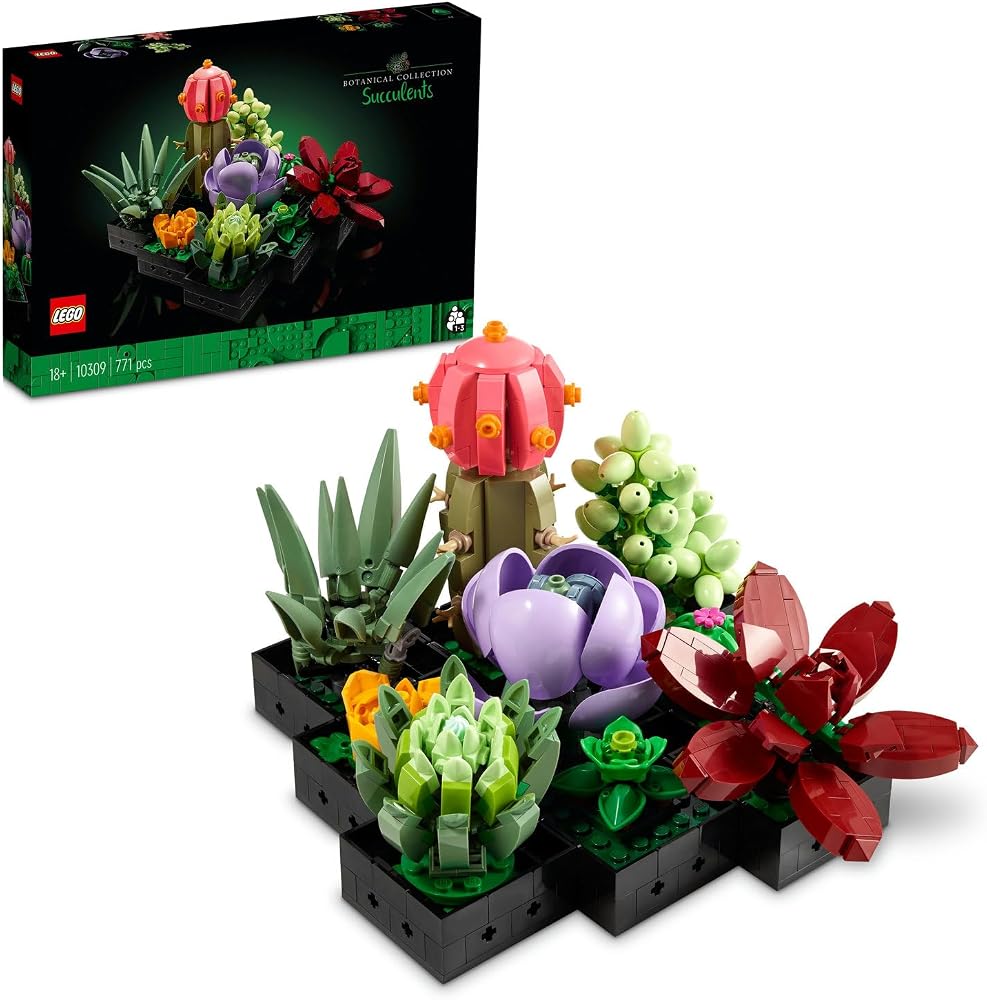 LEGO Botanicals Sukulentler 10309 | Yetişkinler için 9 Farklı Bitki ve Saksı İçeren Dekoratif Yapay Çiçek Modeli Yapım Seti, Sevgililer Günü Hediyesi (771 Parça)