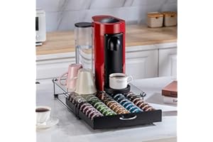 Flagship Support de dosettes de café Vertuo pour dosettes de café Nespresso avec dessus en verre (capacité de 50 capsules)
