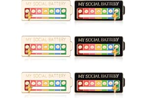 Aoyfuwell 6 Stück My Social Battery Pins, Brosche für Soziale Stimmung Lustige Soziale Batterie-pins für 7 Tage Interaktive Stimmungsnadeln, Dekoration Emotionale Anstecknadeln Emaille Pins