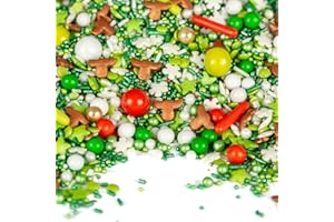 ‎SUPER STREUSEL Super Streusel HoHoHo (90g) Weihnachtsstreusel Essbar im Rentier Design | Zucker Dekoration Weihnachten | Streudeko Backen Zuckerdekor für Torten Deko, Gold