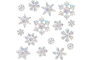 GoldRock Płatki śniegu, dekoracja bożonarodzeniowa, na okno, 26 szt., dekoracja bożonarodzeniowa, pryzmat, naklejki okienne, ochrona przed ptakami, obrazy na okno, na Boże Narodzenie, samoprzylepne,