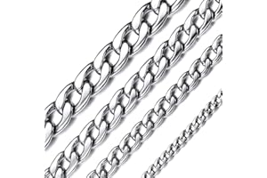 ChainsHouse kubanische Kette aus Edelstahl Damen Herren Panzerkette 5/9/12/15mm Breit Panzerkette mit Farbe（Silber/Schwarz/Gold wählbare Größe（36cm-76cm）