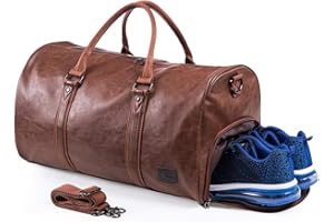 SEYFOCNIA Tragbarer Kleidersack, Herrenkleidersack für Geschäftsreisen, große Lederreisetasche mit Schuhfach