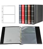 Prophila Luxus-Ringbinder – Álbum Con 20 Fundas Para 50 Billetes, Cubierta De Piel Sintética Y Estampado Dorado