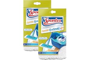 Spontex Express System+ Mikrofaser-Ersatzbezüge, für schnelle und komfortable Bodenreinigung, 2er Pack