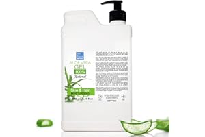 BLEU & MARINE BRETANIA Aloe Vera Gel, Puro Gel, 100% Natural, Cosmetica Casera, Hidratante Facial y Corporal, Reparador del Cabello y Piel, Reafirmante, Cultivo Ecologico, Quemaduras Solares, 1000ml