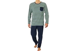 sesto senso Pigiama Uomo Cotone Lungo 100% Cotone Biancheria Invernale da Notte Pigiami Due Pezzi Lingerie Maniche Lunghe Pantaloni Lunghi