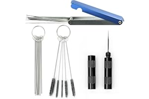 INSPUTOL Carburetor Cleaning Kit with 13 Wires, 10 Needles, 5 Brushes, and Pick Tool for Motorcycles, ATV, Welders, and Lawn Equipment(Black)