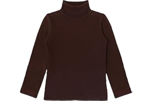 Lilax Girls' Basic Long Sleeve Turtleneck Cotton T-Shirt