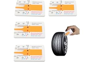 Yuemuop 4 Pièces Auto Règle en Plastique de Pneu, 0-20MM Profondeur de Bande de Roulement de Pneu, Jauge de Jauge D'usure de Pneu pour Outil de Mesure de Moto de Voiture (Orange)