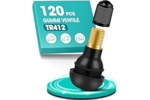 ACIELANNA 120 Pezzi Valvole in Gomma Snap-in TR412, Valvole Tubeless, Nero Valvola in Gomma per Cerchioni, Valvola per Pneumatici per Auto, Moto, Fuoristrada, Biciclette, Scooter