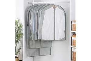 AIDBUCKS ABK Saco de ropa 6 piezas (6m - 60x100cm) gris claro, funda para traje, almacenamiento a largo plazo de chaqueta, abrigo, vestidos, traje de protección contra el polvo y los daños de las polillas