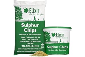 Elixir Gardens Sulphur Chips Pastilles Soil Acidity Fertiliser | Granular Alkaline Soil Amendment & Booster for Acidic & Ericaceous Plants | 1kg Bag
