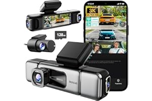 BOTSLAB Dashcam de 4 Canales para Auto Delantero Trasero, 4 Canales 3 K + 3 x 1080P, cámara para Auto con Tarjeta SD de 128 GB, GPS 5 GHz, Pantalla IPS de 3,18 Pulgadas, visión Nocturna, WDR, Sensor