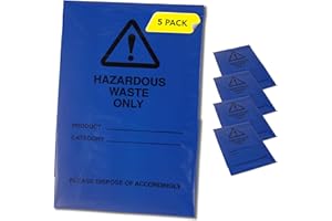GBBSAFETY Hazardous Waste Bags - Blue - Pollution Control, Dangerous Waste Disposal, Clear and Easy to Identify, Hard Wearing, Domestic & Commercial Use, High Strength, Quality Sack (5)