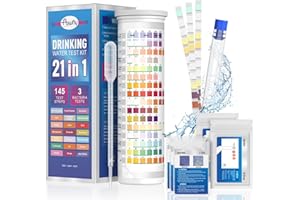 Pawfly 21 in 1 Drinking Water Test Kit, 125 Strips for Tap Water Well Swimming Pool Aquarium Spa, Home Water Quality Test Strips for pH Hardness Chlorine Lead Iron Copper Nitrate Fluoride & More
