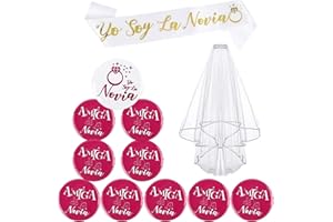 YEIFRAN E-COMMERCE Despedida Soltera Accesorios - Velo Novia Despedida - Chapas Despedida soltera de Novia & Amiga - Bandas Despedida Soltera - Disfraz Despedida Soltera Mujer - Team Bride