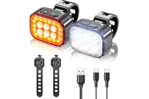 OneAmg Luz Bicicleta USB Recargable Impermeable Múltiples Modos de Iluminación Potentes Luces LED Bicicleta Delantera y Trasera Adecuado para Montar de Noche, Acampar y Hacer Senderismo