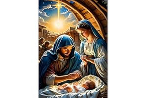 DAERLE 5D DIY Diamond Painting Kit Completo Gesù di Natale, Diamantini Strass Ricamo a Punto per Adulti, Kit per Pittura Diamante Mosaico Fai Da Te Decorazione Casa 30x40cm, Presepe di Natale