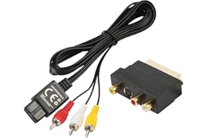 AMATHINGS Câble AV et adaptateur péritel IN/Out + S-Video/S-VHS pour Nintendo Gamecube, SNES, N64, GC, NGC