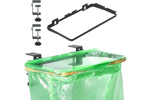 LES-THERESA Porta Bolsas de Basura Cocina, Soporte para Bolsas de Basura Soporte para Bolsa de Basura de Acero Inoxidable Soporte de Bolsa de Basura con 5 Goma Elásticas, Fácil de Colgar, para Cocina, Despensa