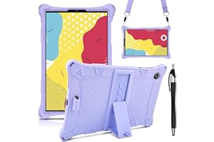 KATUMO Funda para Lenovo Tab M10 FHD Plus (2nd Gen) 10.3" 2020 (TB-X606F X606X) Silicona a Prueba de Golpes Soporte Ajustable con Cinturón de Hombro y Pluma Táctil,Morada