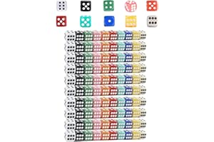 HAXIHA 100 Pièces Dés de Couleurs Jeu de Dés 16mm 6 Face Dés,Dés Polyédriques Dés de Coin arrondis,10 Couleurs,6 Face Dés Jouer à des Jeux,Dés Jeux de Table ou l'enseignement des mathématiques