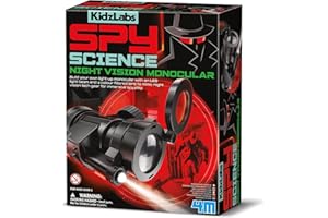 4M KidzLabs - Spy Science Night Mission Monocular, Science and Technology for Kids, Spy Role Play Detective Kit, Build Your Own Monocular with an LED Light Beam, Ages 5+