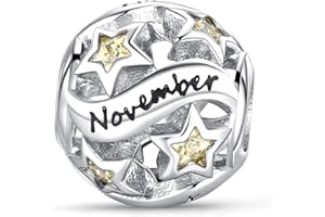 Symretie Colgante de piedra de nacimiento de plata 925 para mujeres (12 tipos), compatible con pulseras y collares de estilo Pandora, adecuado para damas y niñas.MON64