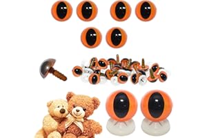celloexpress 12mm Orange Cats Eyes with Plastic Backs - Safety Eyes for Soft Toy Teddy Bear Animal Making (Pack of 3 Pairs)