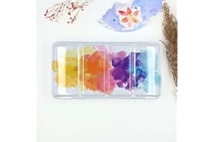 My Rock Way Grande Boîte d'aquarelle Colourful Days 48 Couleurs en métal avec 52 Demi-Godets, Palette de mélange et Anneau de Pouce. Palette de Peinture de Voyage, Parfait pour Un Cadeau