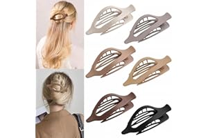 CERULETREE Hair Claw Clips Women French Concord Flat Hair Clips Strong Hold Curved Claw Clips for Fine Hair Thick Hair Short Hair Ladies Hair Barrettes (6 Pack-A(Neutral colors))