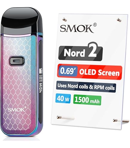 Official SMOK Nord 2, 0.69' OLED Screen, Upgraded 1500mAh 2ml E Cigarettes  Vape Starter Kit, Supports RPM and Nord Pod, Refillable System, Vaping  Ecigarette, Ecig No Nicotine