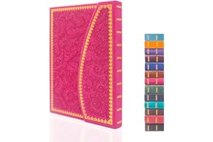 VICTORIA'S JOURNALS Magnet-Tagebuch, geschnitztes Vintage-Notizbuch aus Kunstleder, Hardcover, pers?nliches Tagebuch, linierte Seiten, Lesezeichen, 20,3 x 14,4 cm