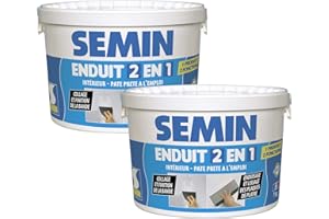 SEMIN Enduit 2 en 1 Multifonctions - Joint et Lissage Plaque de Plâtre, Intérieur, Seau de 7 kg (Lot de 2)