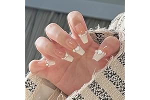 WOOXDYUK Zestaw do zdobienia paznokci, zestaw 24 sztucznych paznokci z importowanym klejem do paznokci + 1 ścierka do paznokci + 1 opakowanie alkoholu + 1 zmywacz do paznokci