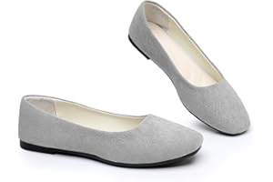 Timween Womens Ballet Flats, 25 Vibrant Colors Available Ladies Casual Square-Toe Flat Shoes Women Indoor Outdoor Comfy Slip On Ballerina Pumps Solid Color Suede-Effect Upper Portable Flats